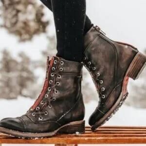 Freebird by Steven Liverpool Black Laced Red Zipper Combat Boots Sz 11